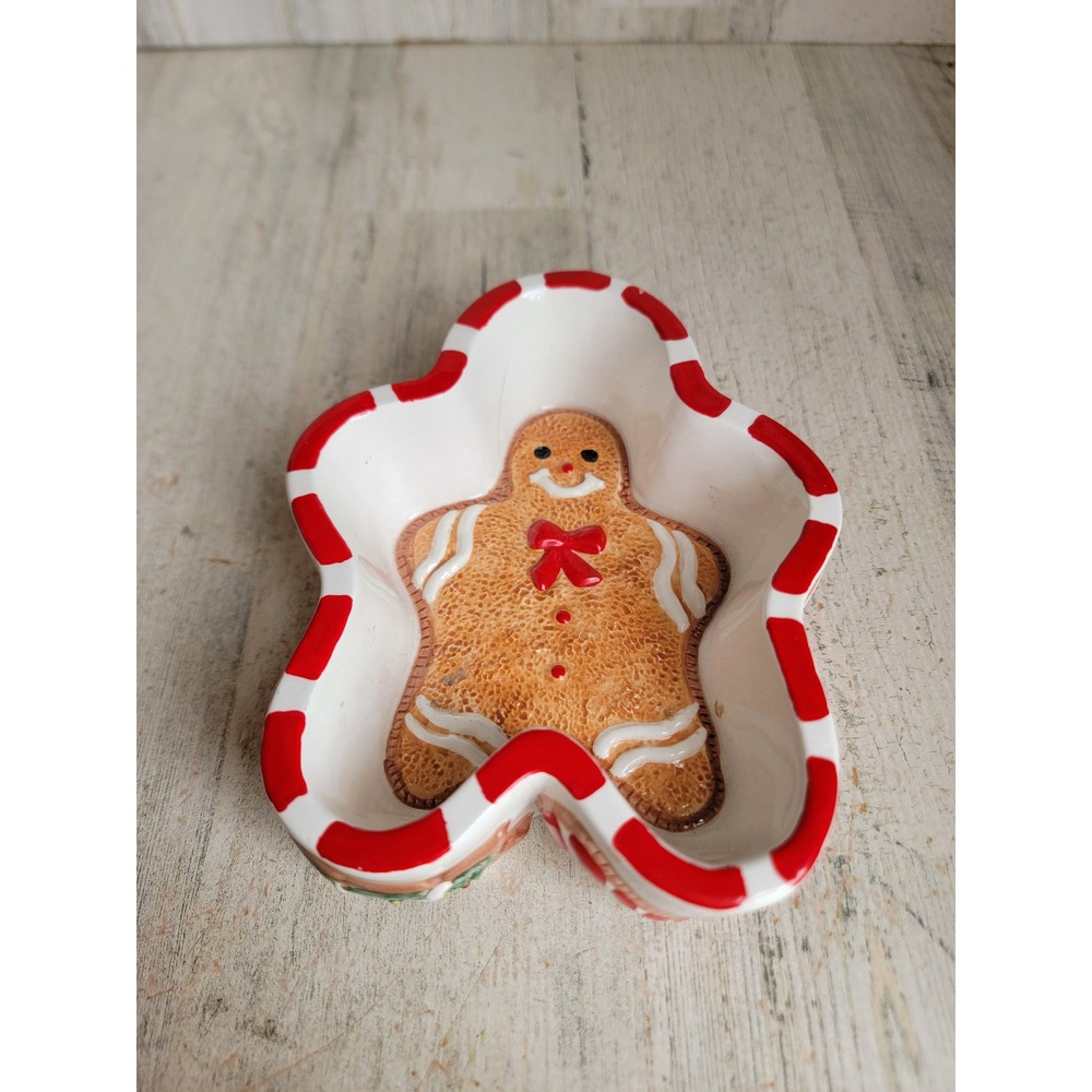 Vintage ceramic gingerbread bowl xmas candy dish bowl kitchen home‎ decor